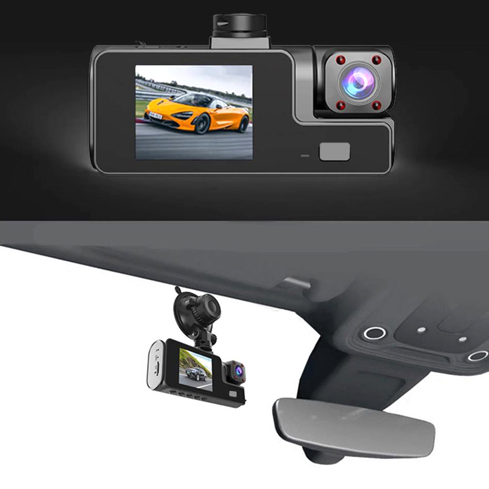 3 Channel Wi-Fi Dash Cam 2inch IPS Dash Cam Front and Rear Night Vision Dash Cam