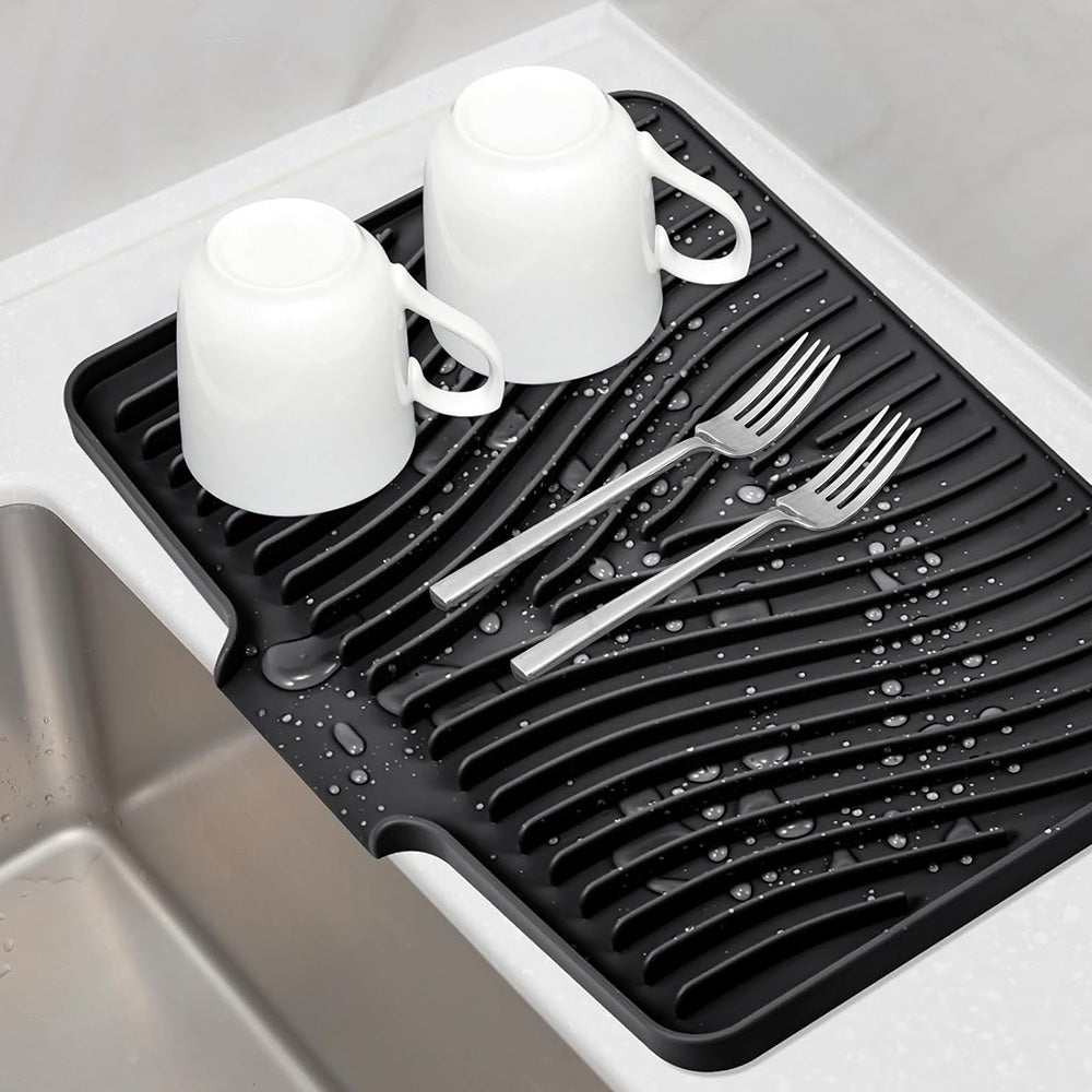 Silicone Dish Drying Mat with Foldable Drain Design