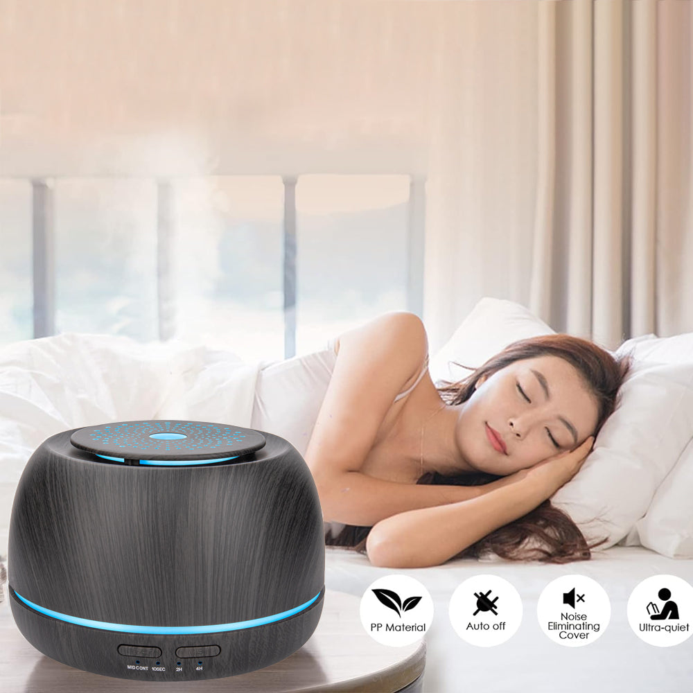 300ML Wood Grain Essential Oil Diffuser with 7 Color LED Light