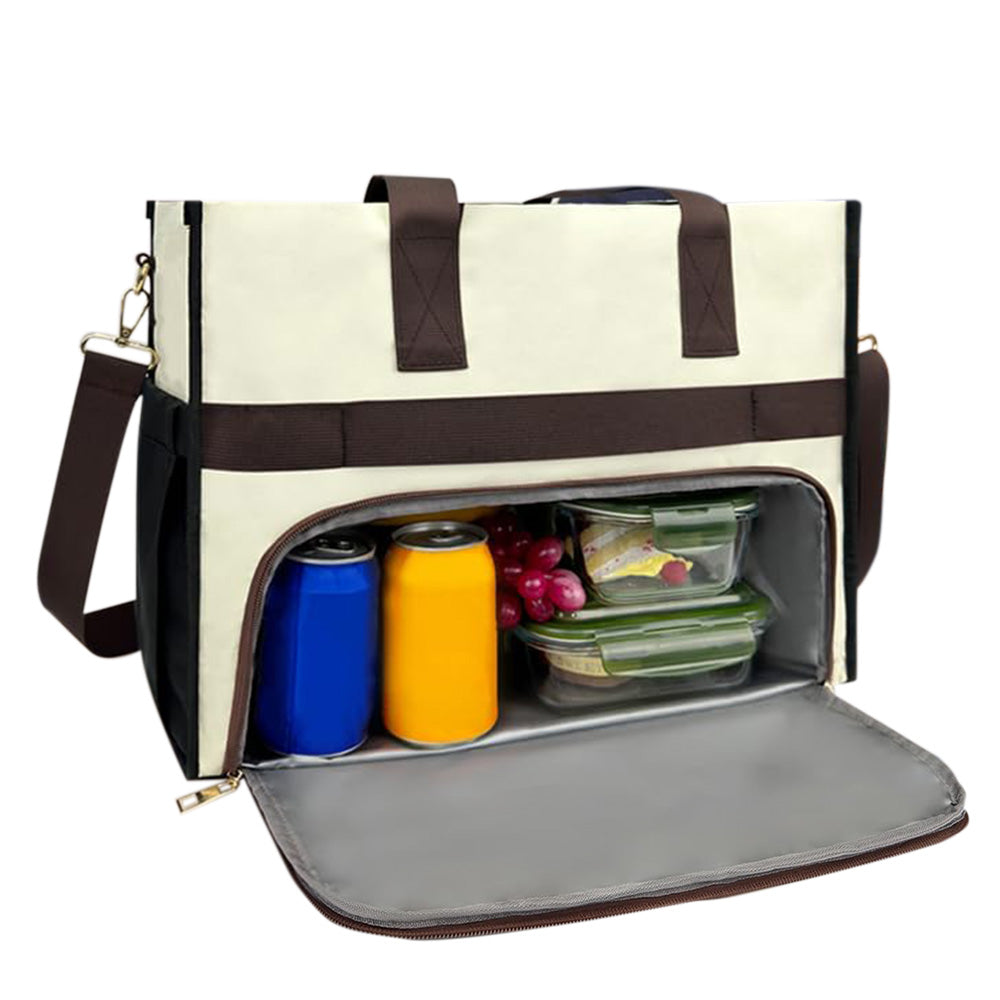 Lunch Tote Bag With Insulated Lunch Box Compartment For Travel And Leisure