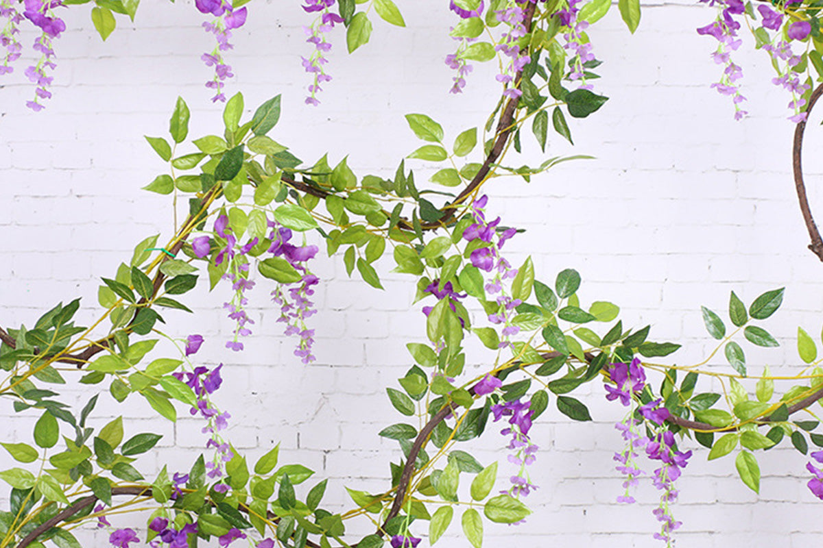 4Pcs Artificial Silk Wisteria Vine Hanging Garland 1.8 m for Home and Garden Decoration