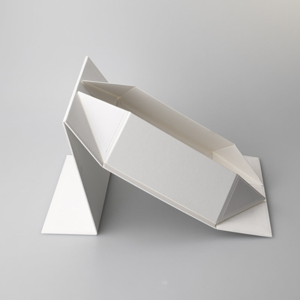 Easy Attached Foldable Cardboard Gift Box for Holiday Packaging-White