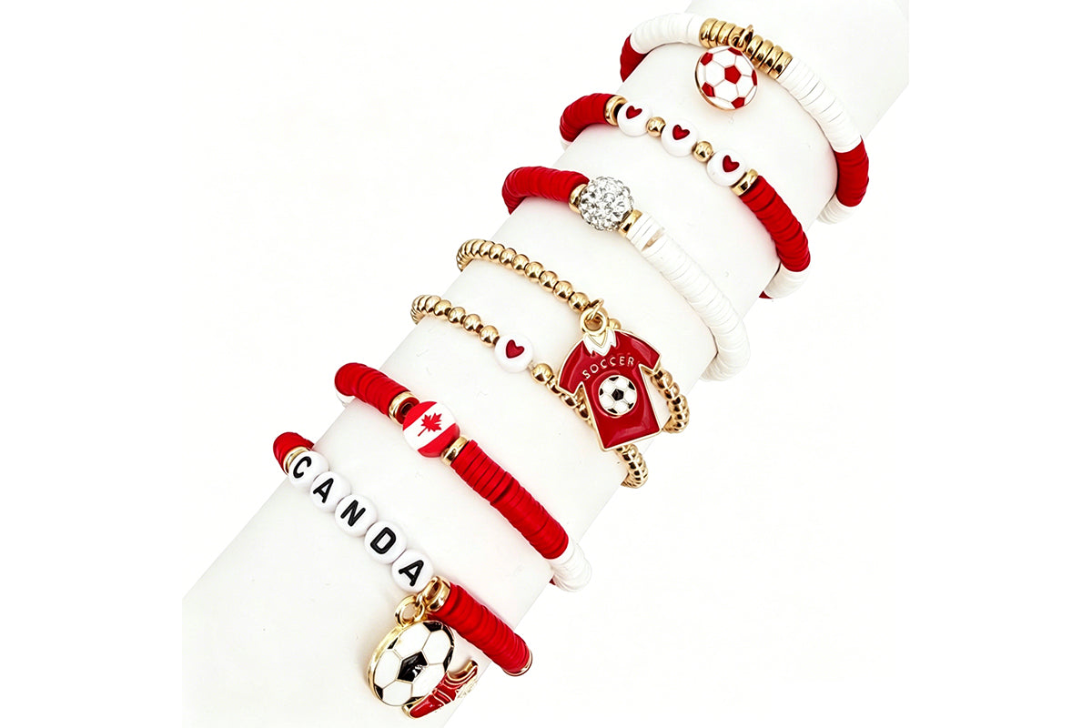 Colorful Soft Clay Football World Cup Bracelets Set for Aldults Soccer Fans