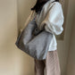 Large Capacity Corduroy Tote Bag with Adjustable Strap for Women