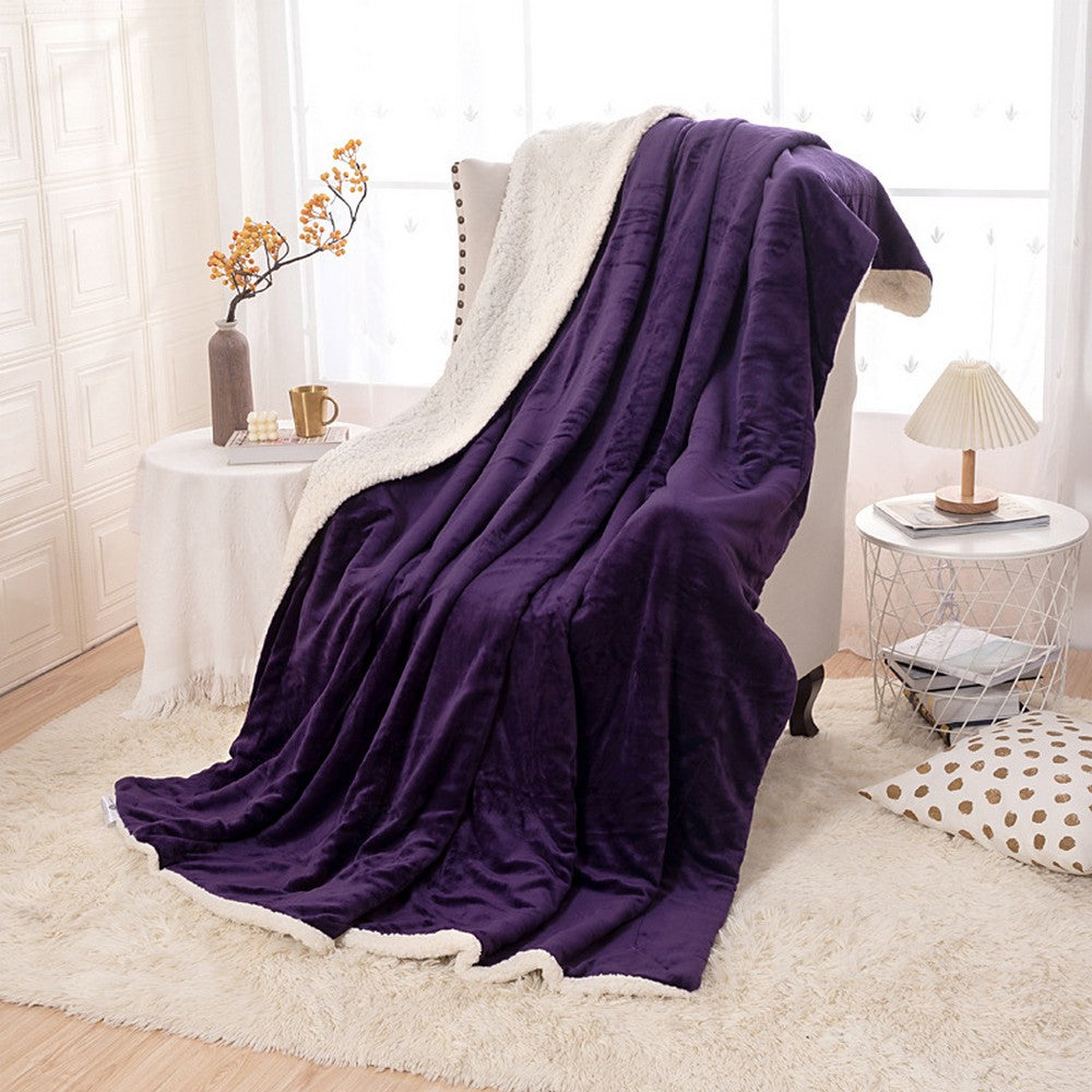 Reversible Plush Faux Mink Sherpa Lambswool Blanket