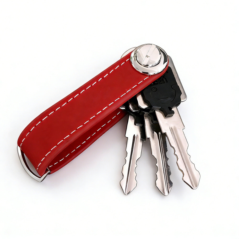 Leather Smart Key Holder Folding Key Organizer Clip Compact Keychain