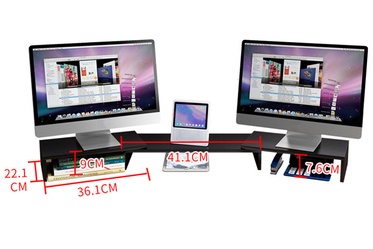 Dual Monitor Stand Riser Adjustable Computer Monitor Stand for Books iMac Laptop