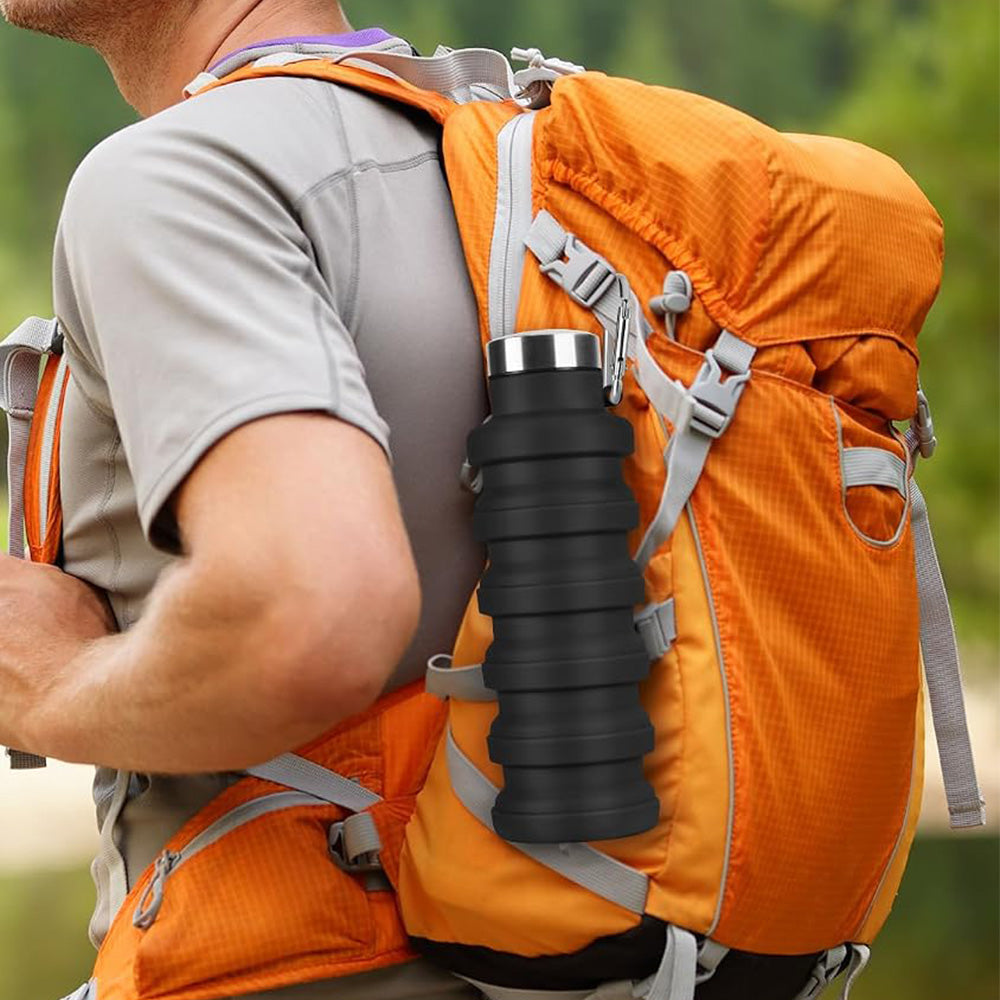 500ml Collapsible Silicone Water Bottle with Hanging Hole for Outdoor Office