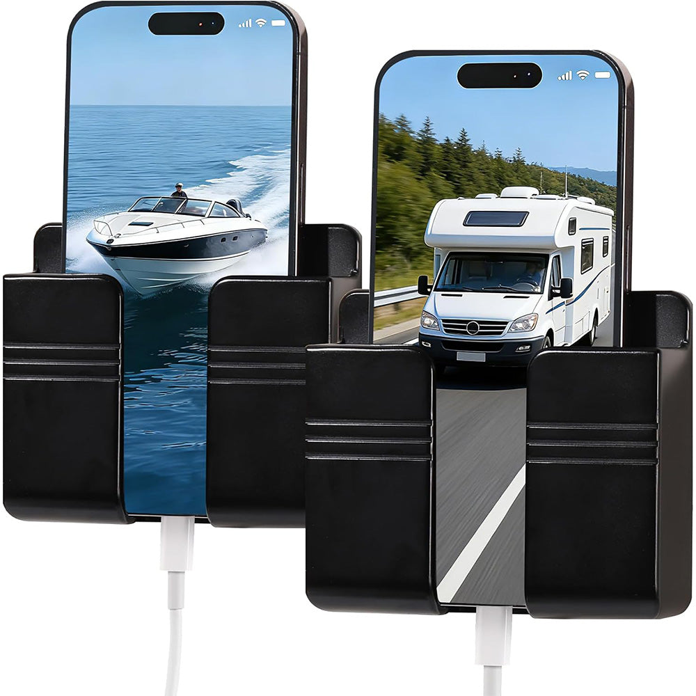 2 Pack Wall Mount Phone Holder Peel and Stick No Tools for Dorm Bedroom RV