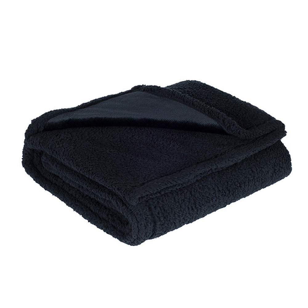 Pet Blanket for Dog Puppy Cat Reversible Flannel Fleece Sherpa Furniture Protector for Sofa Bed Couch-Black