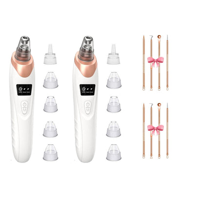 2Pcs Vacuum Blackhead Remover Facial Skin Pore Acne Pimple with 5 Suction Probes 4 Acne Needles