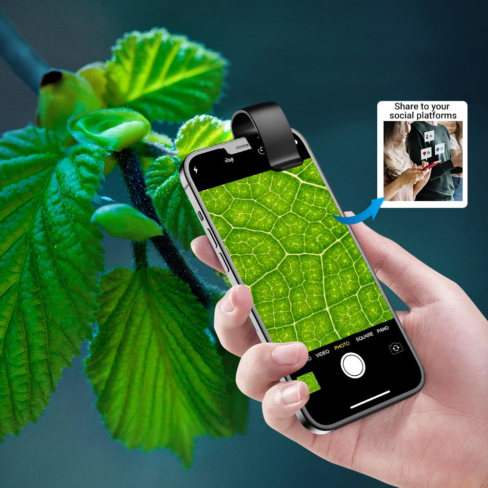200X Phone Mini Pocket Microscope with CPL Handheld Lens and LED Light