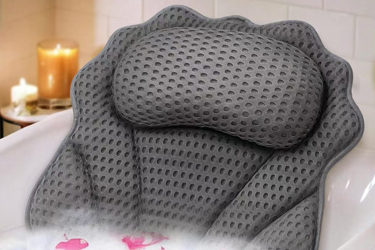 Bath Pillow with Headrest and 6 Suction Cups for Tub Support and Relaxation