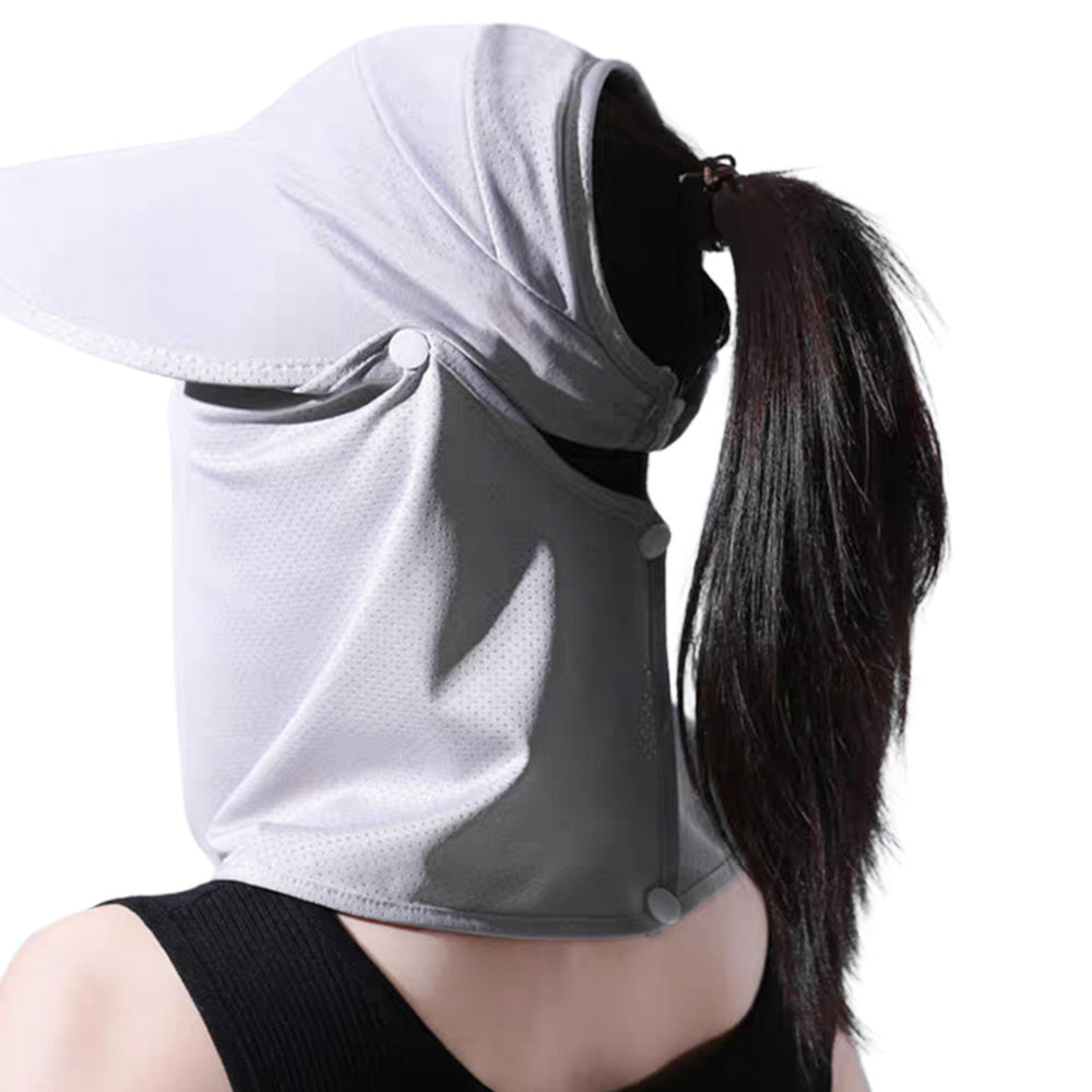 2X 3 in 1 Ponytail Sun Hat with Detachable Face Cover and Chin Strap