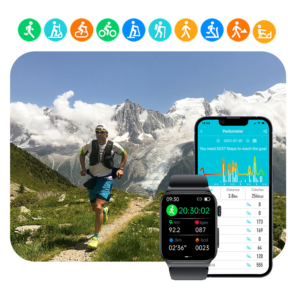 Multifunctional Waterproof Smart Watch with ECG  PGG Stand with Belt and Chest Sticker