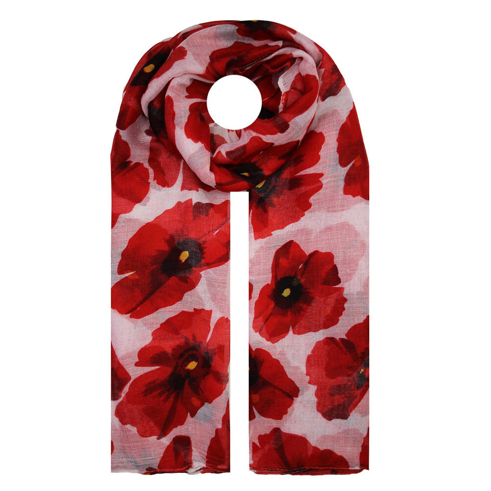 Vintage Floral Polyester Scarf Shawl for Travel and Sun Coverage