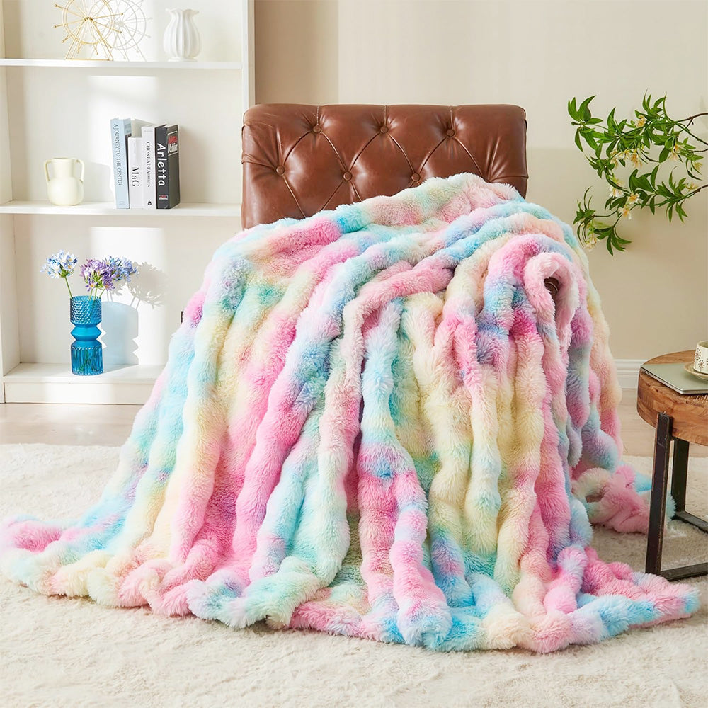 Bubble Tie Dye Throw Blanket Soft Cozy Microfiber Lightweight Warm for Couch-Multicolour