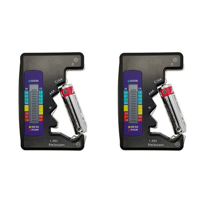 2Pcs Universal LCD Digital Battery Tester Battery Checker