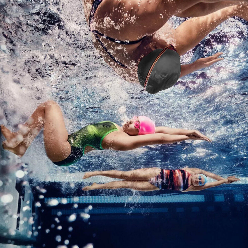 2Pcs Highly Elastic Silicone Swimming Cap Solid Color Water-resistant Ear Protection
