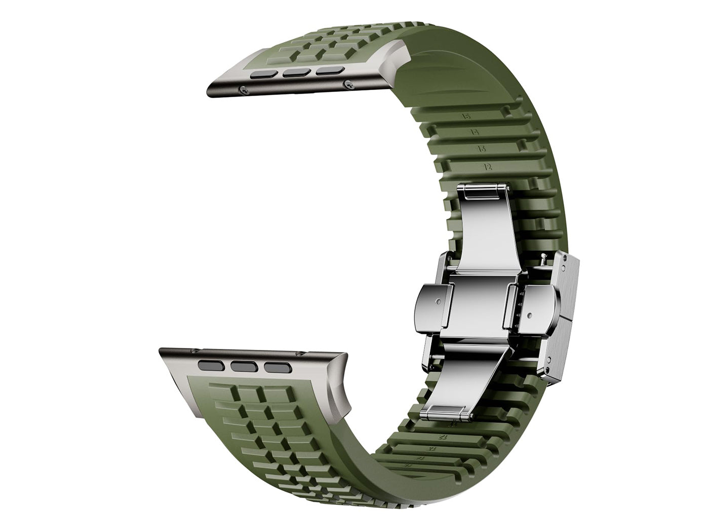 Men's Rubber Watch Band Compatible with Apple Watch Folding Buckle 42 44 45 46 49mm