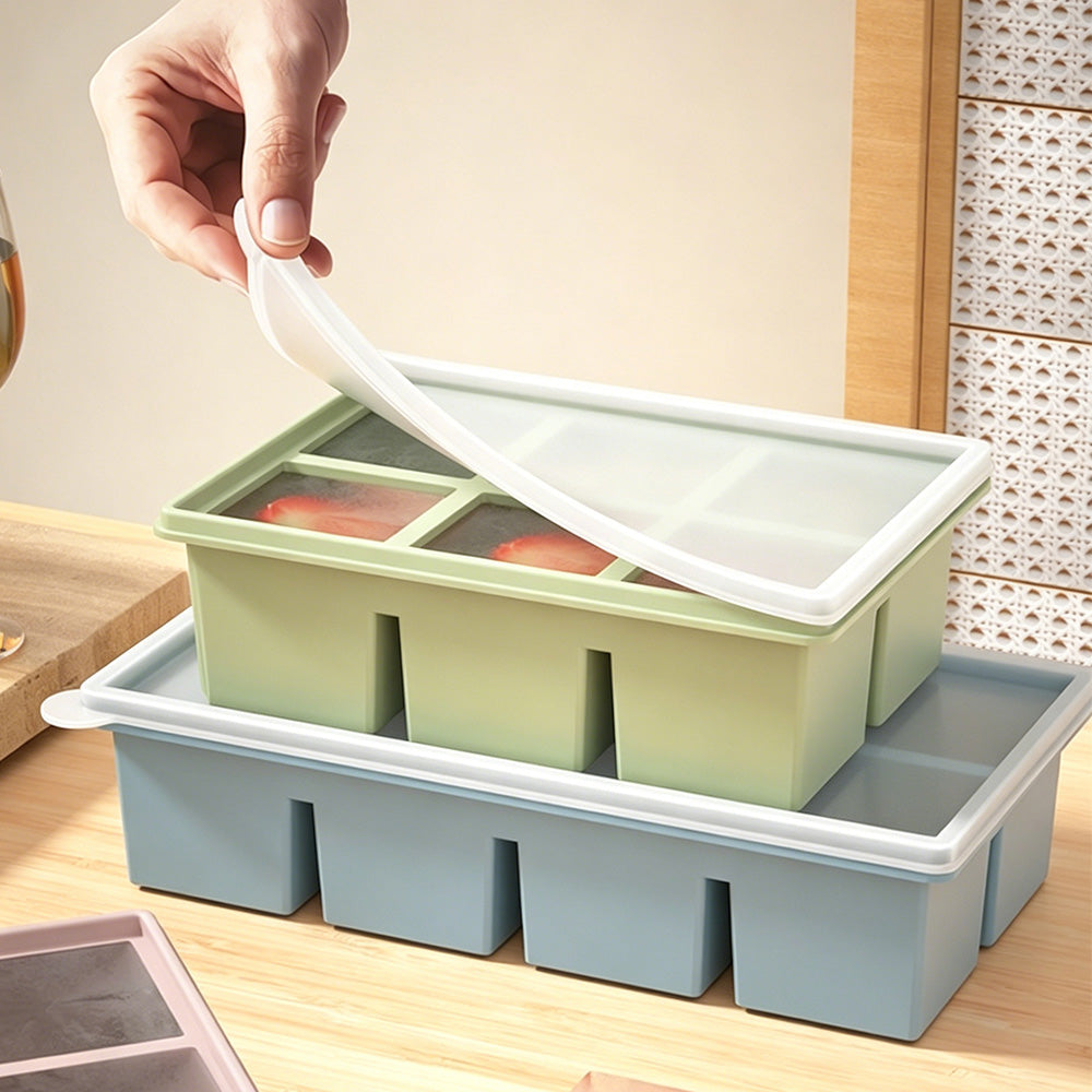 3 Pack Silicone Ice Cube Trays with Lids Large Ice Mold for Freezer