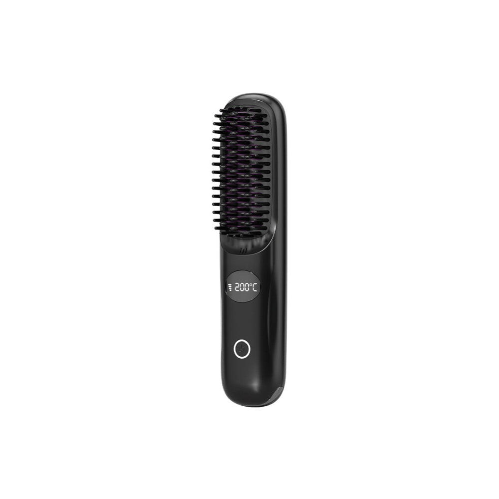 USB Rechargeable Hair Straightening Brush with LED Screen