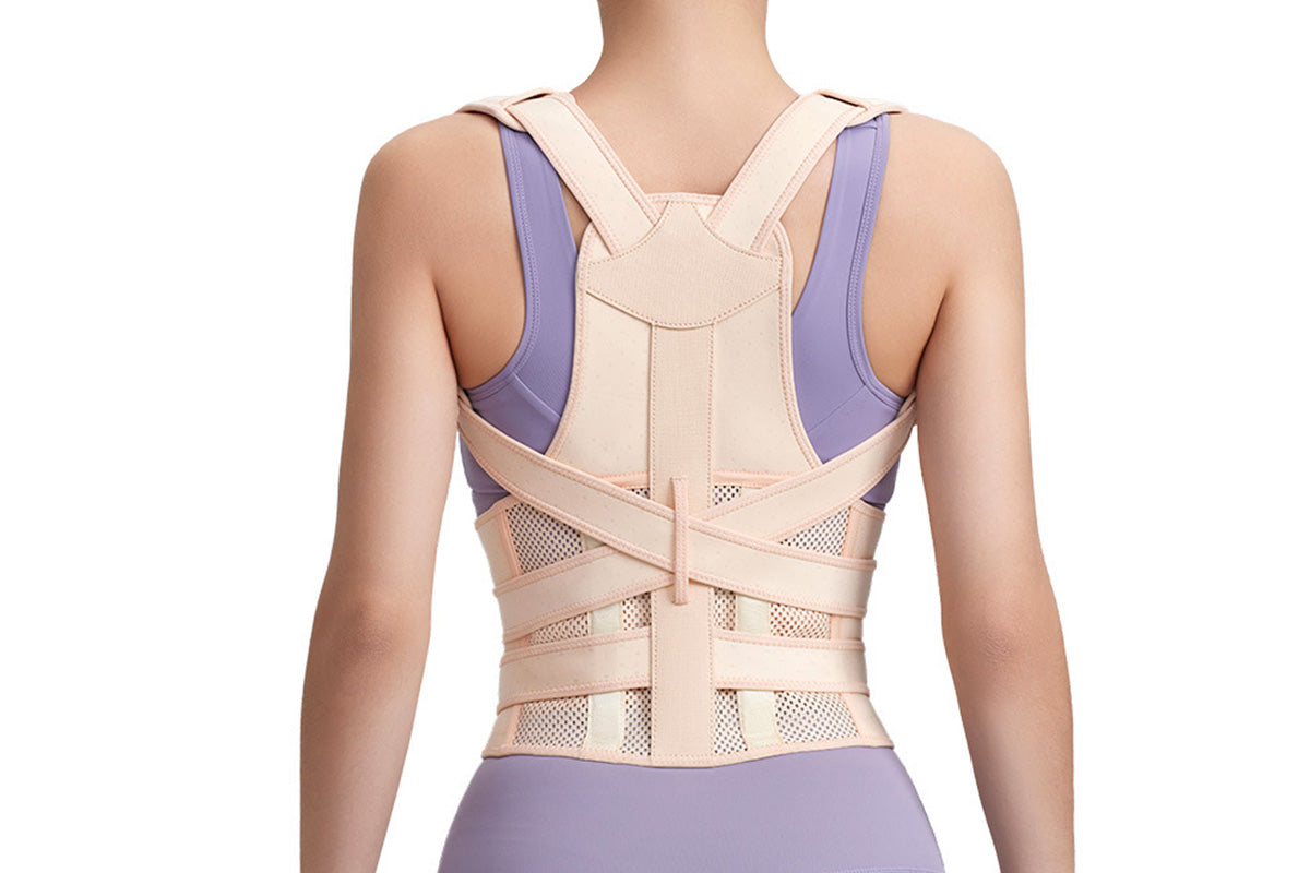 Posture Corrector Back Brace Adjustable Straightener for Improving Back Posture-Beige