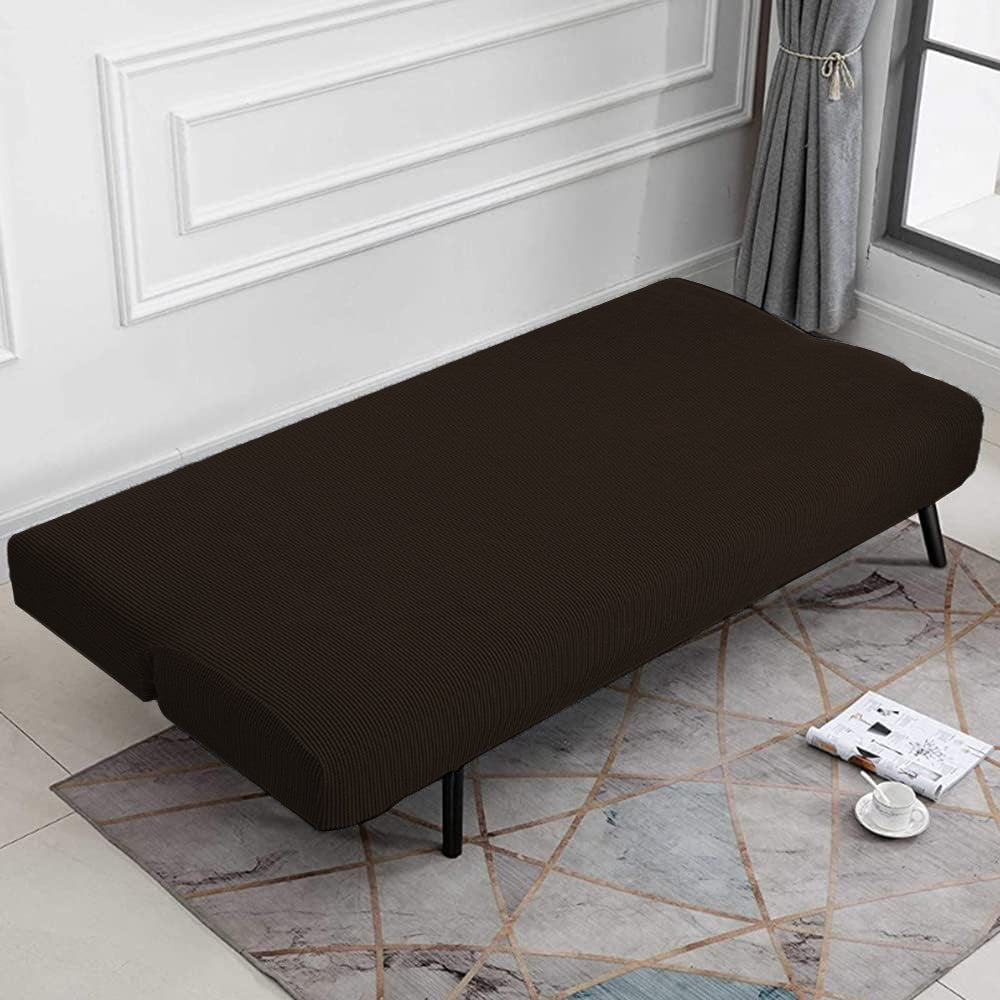 Armless Solid Color Stretch Folding Sofa Bed Cover