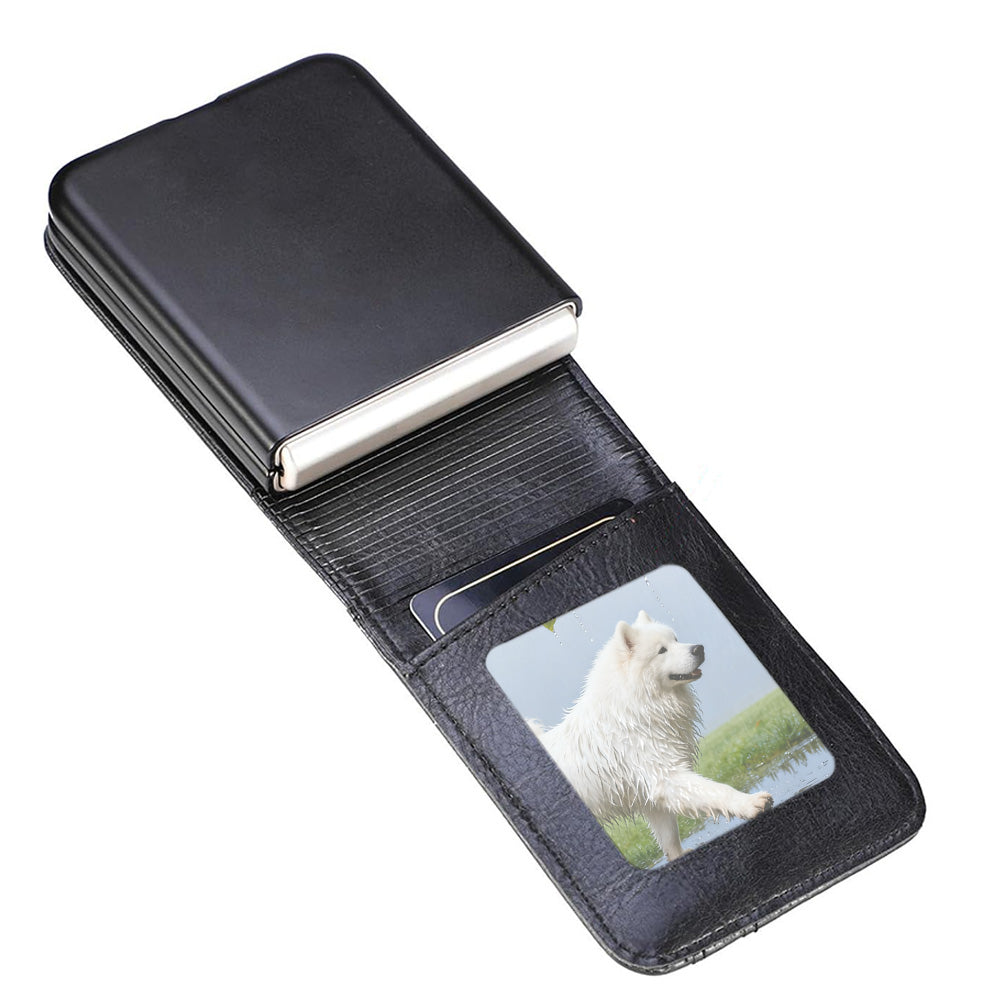 PU Wallet Card Holder Case for Samsung Galaxy Z Flip 6 7 8 with Stand-Black