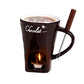 Fondue Mug Set Porcelain Chocolate Melting Cup with Fork