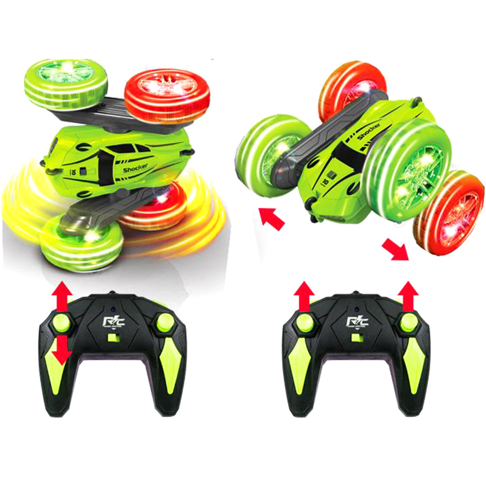 2.4 GHZ 4WD Double Sided RC Stunt Car 360 Degree Rotating Remote Control Crawler with Headlights