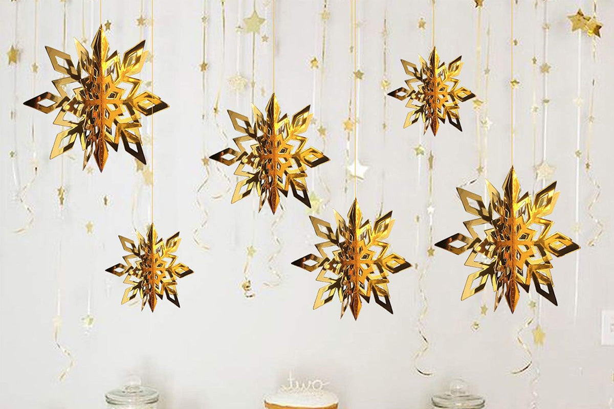 3D Paper Snowflake Hanging Decorations for Christmas Party