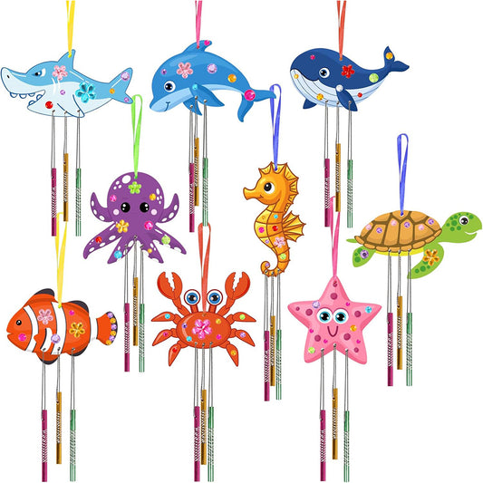 3D Rotating Marine Animals Wind Chime Kit for Kids Make Your Own Wind Chime Wooden Arts