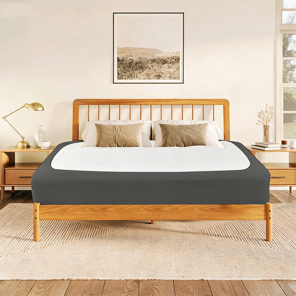 Elastic Box Spring Cover Stretchy Wrap Around 4 Sides Bed Skirt for Hotel Home