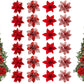 24Pcs Artificial Flowers Christmas Tree Decorations for Wreath Fireplace Stairs