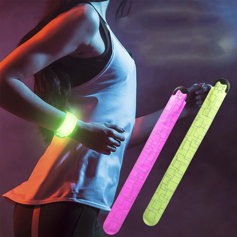 2Pcs LED Light-Up Armband Security Belt Night Running Cycling Arm Band