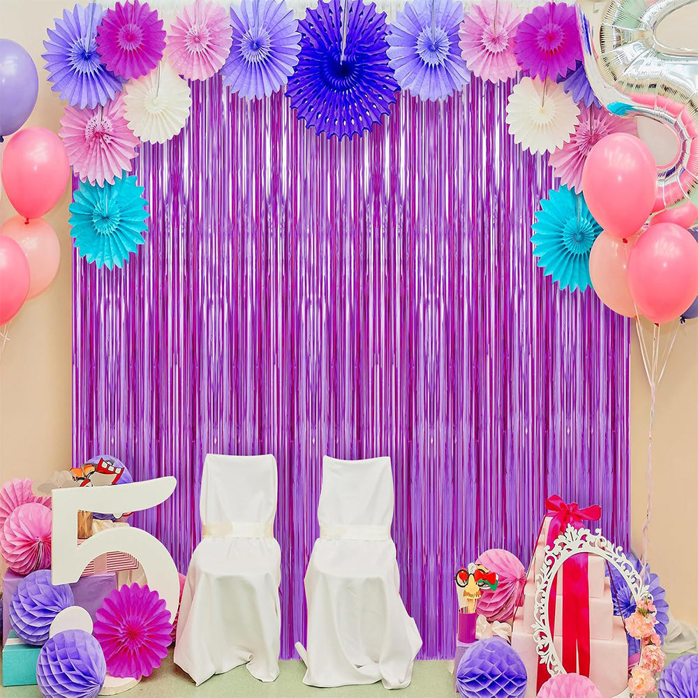 2Pcs 2m Metallic PET Foil Fringe Door Curtains for Party Backdrops