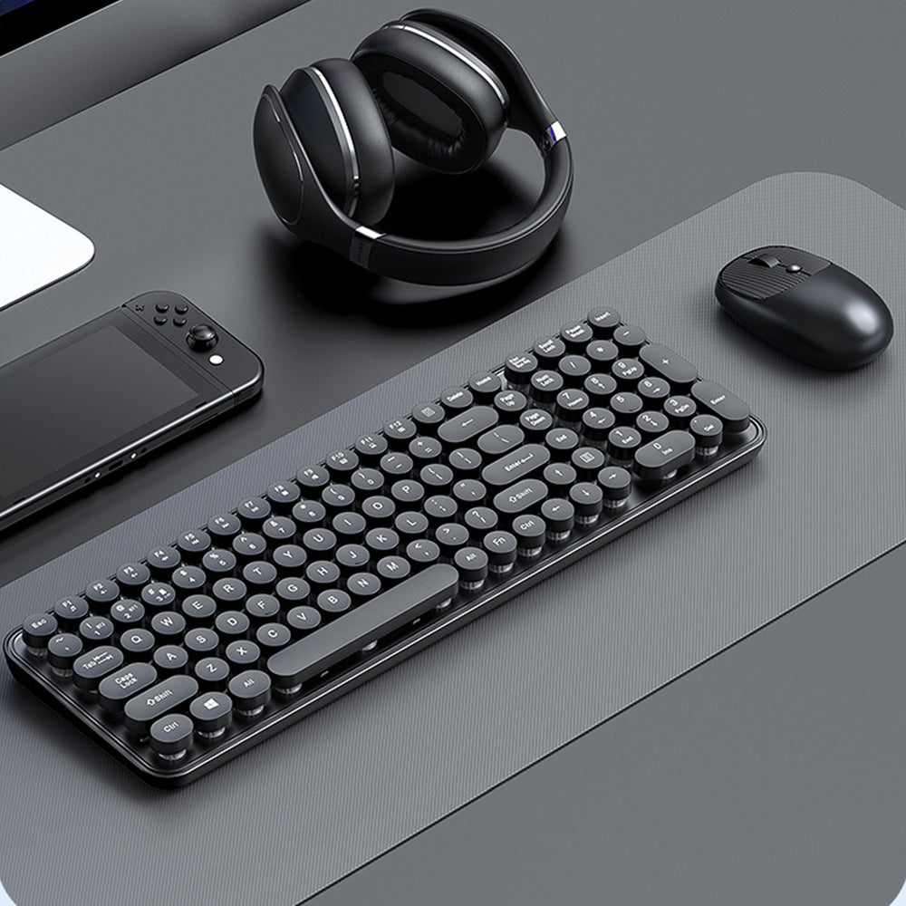 2.4GHz Wireless Keyboard And Mouse Combo With Round Key Caps