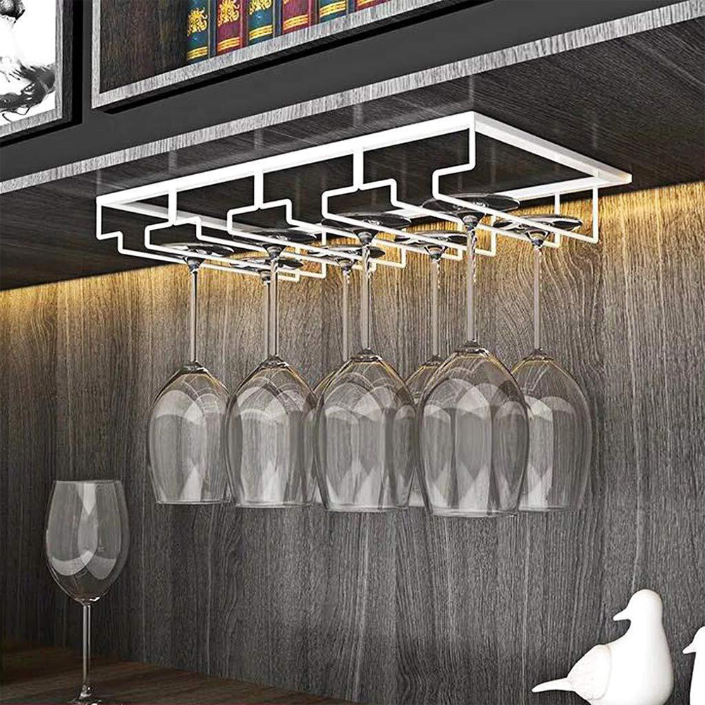 Under Cabinet Wine Glass Rack with 4 Slots for Stemware Storage
