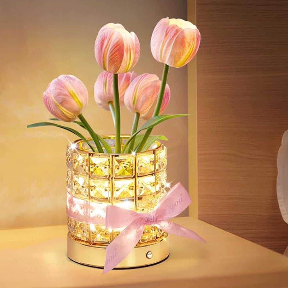 Tulip Flower Lamp Valentine Day Gifts 3 Color Dimming Night Light