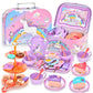 Pretend Play Tea Party Set with Dessert and Carrying Case for Role Play