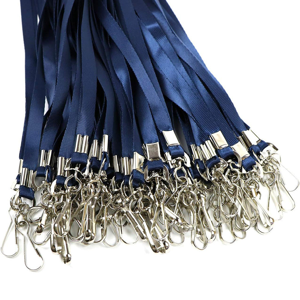 50 Flat Polyester ID Badge Lanyards with 360 Degree Swivel Hooks
