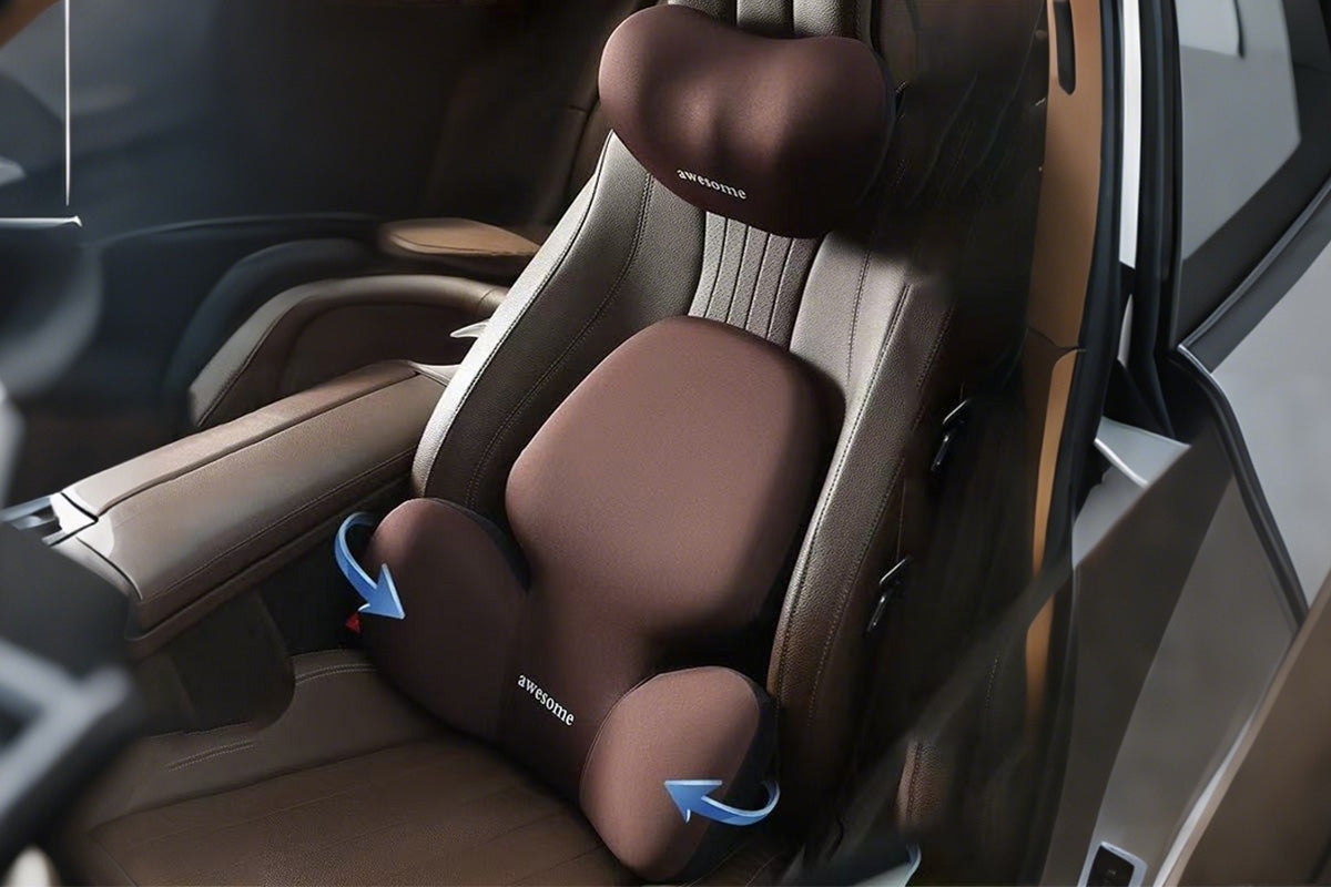 Car Headrest and Lumbar Support Set Memory Foam Driving Cushion