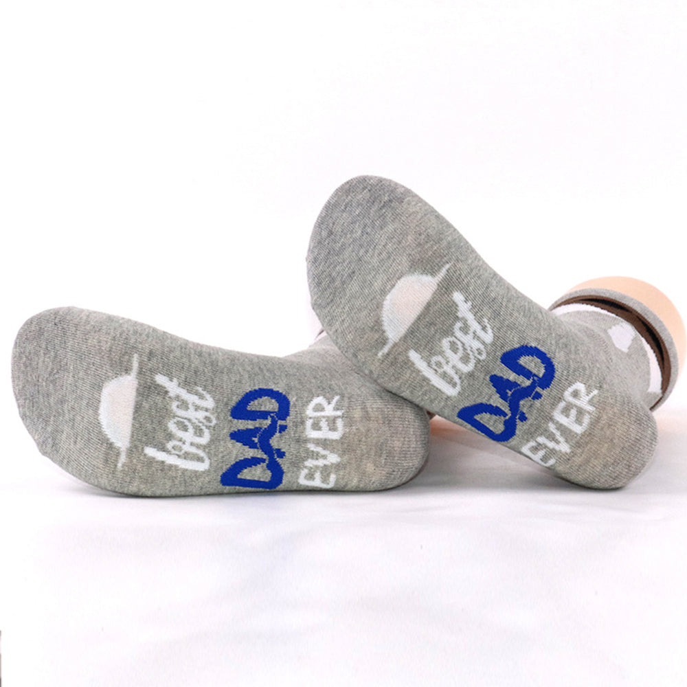 2Pairs Father's Day Funny Socks for Dad-Grey and Black