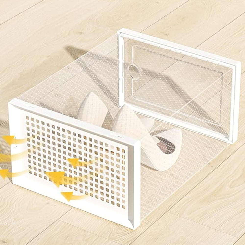 2 Pcs Clear Stackable Shoe Boxes Plastic Sneaker Containers for Closet Under Bed
