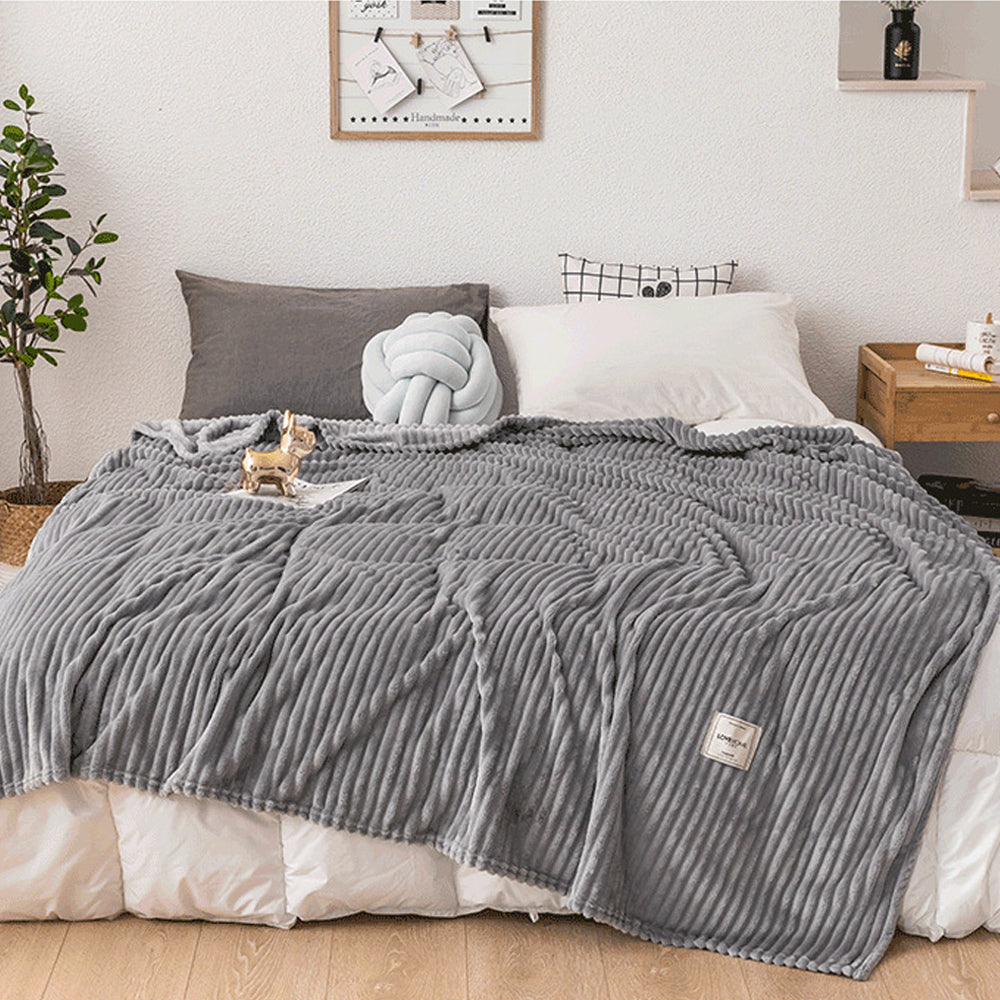 Solid Soft Flannel Plush Throw Sofa Bedding Blanket