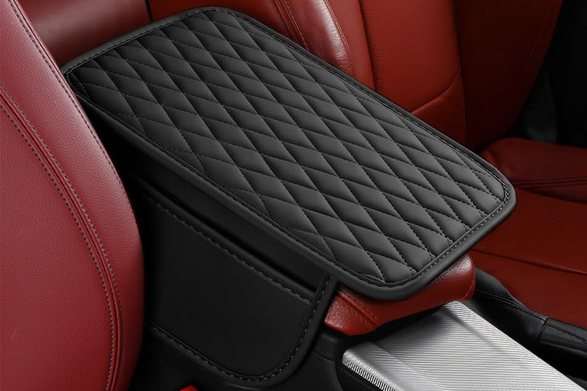 Microfiber Leather Car Center Console Cover Car Arm Rest Cover with 2 Storage Bags