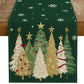 Christmas Table Runner Xmas Trees Tablecloth Cover For Kitchen Dinner Party
