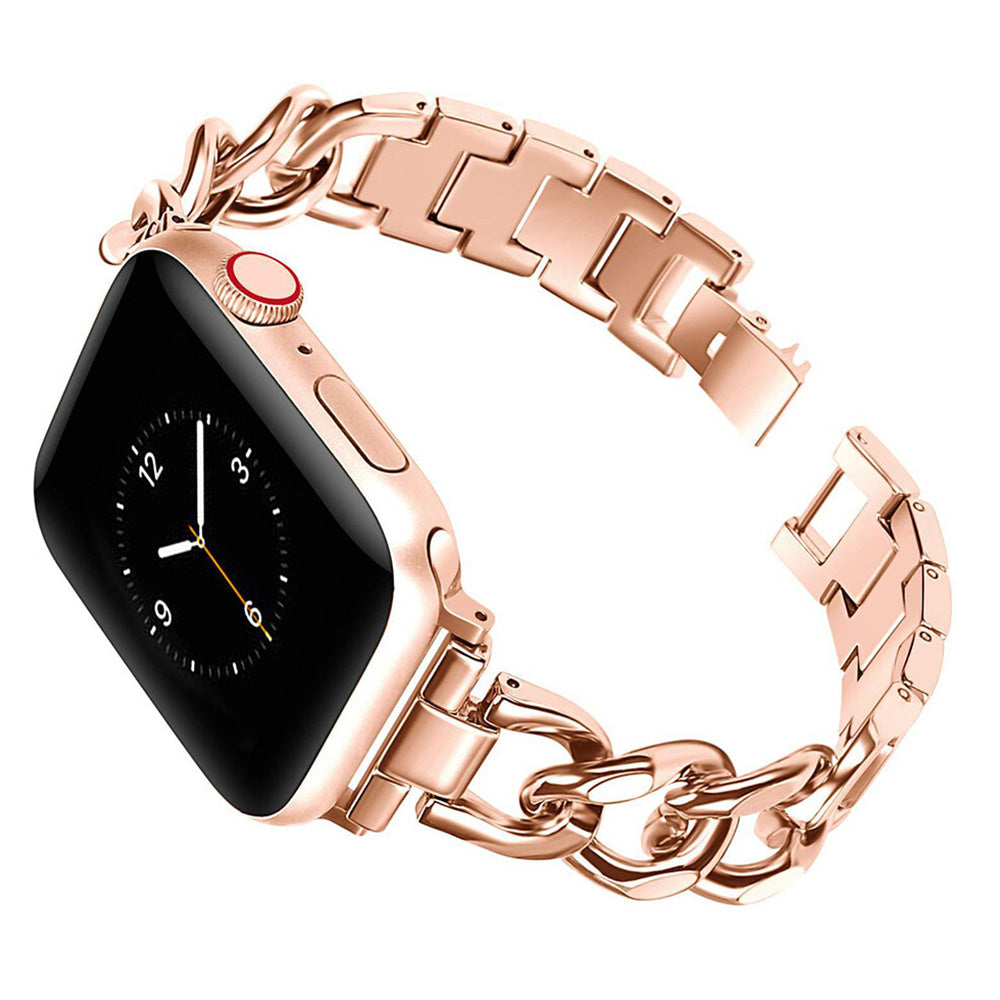 Metal Strap Band for Apple Watch Series 8 7 6 5 4 3 2 1 49mm 46mm 45mm 44mm 42mm-Rose Gold
