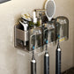 Space Metal Toothbrush Holder Wall Mounted Toothpaste Bathroom Rack with Cups